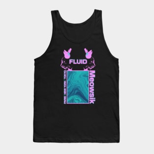Retrowave cat music poster | Fluid cat musician cover | Purple DJ Feline Tank Top